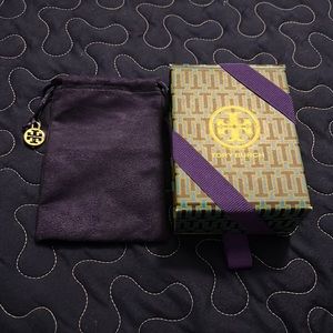 Tory Burch blue/green box and jewelry bag